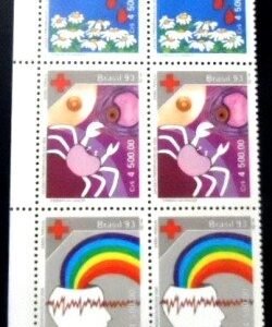 Par de séries de selos postais do Brasil de 1993 Coração M SET PR