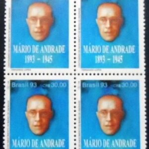Quadra de selos postais do Brasil de 1993 Mario de Andrade M QD