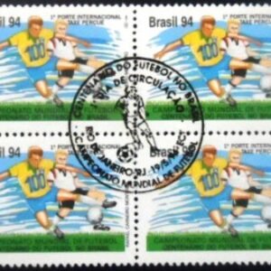 Quadra de selos postais do Brasil de 1994 Mundial de Futebol M1C QD