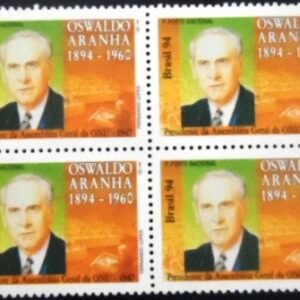 Quadra de selos postais do Brasil de 1994 Oswaldo Aranha M QD