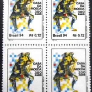 Quadra de selos postais do Brasil de 1994 Moedeiro M QD