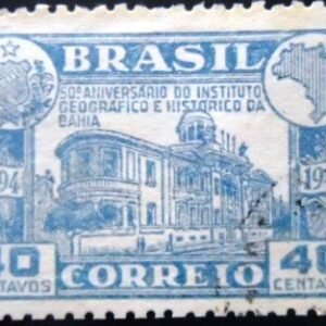 Selo postal do Brasil de 1945 Instituto Geográfico U variedade
