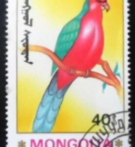 Selo postal da Mongólia de 1990 Hyacinth Macaw NCC