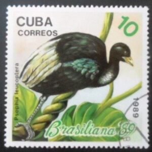 Selo postal de Cuba de 1989 Pale-winged Trumpeter MCC