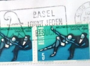 Par de selos postais da Suíça de 1965 Couple Ice Figure skating U PR