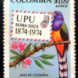 Selo postal da Colômbia de 1974 Green-backed Trogon N