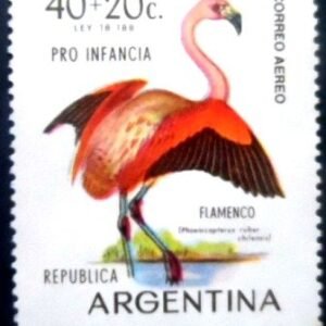 Selo postal da Argentina de 1970Chilean Flamingo N