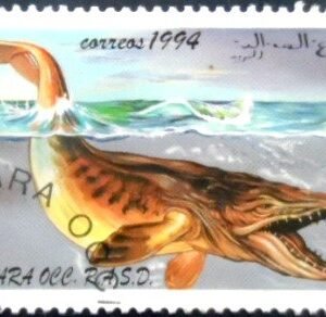 Selo postal do Sahara Ocidental de 1994 Brasilosaurus MCC