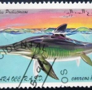 Selo postal Cinderela de Saara Ocidental de 1994 Ichthyosaurus MCC