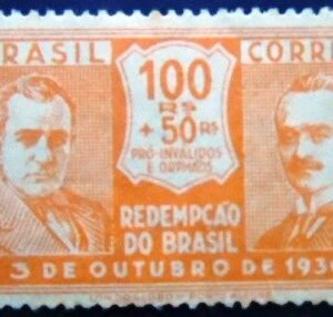 Selo postal do Brasil de 1931 Getúlio Vargas e João Pessoa 100+50 N