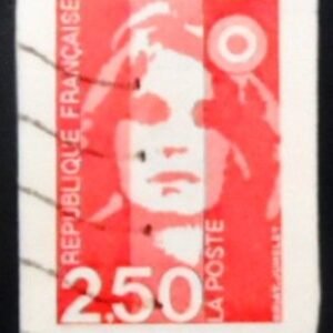 Selo postal da França de 1991 Marianne of Briat self adhesive 2.50 A U
