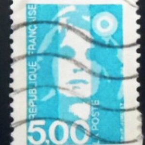 Selo postal da França de 1990 Marianne of Briat 5 U