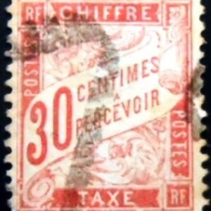 Selo postal da França de 1894 Chiffre Taxe type Duval 30 U