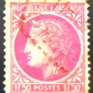 Selo postal da França de 1945 Ceres Mazelin 1.50 U