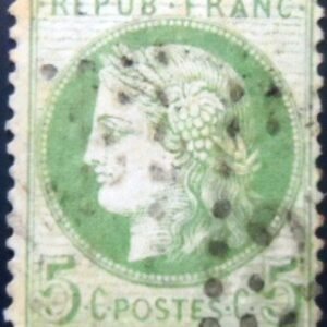 Selo postal da França de 1872 Ceres 5 b U