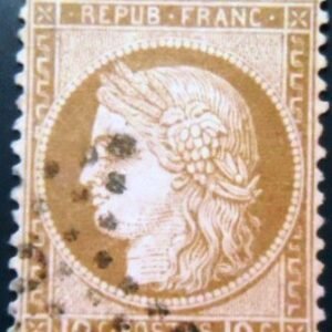 Selo postal da França de 1873 Ceres 10 U