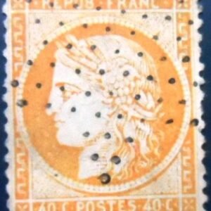 Selo postal da França de 1870 Ceres 40 a U
