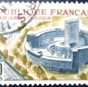 Selo postal da França de 1961 Maison de la Radio and Television U