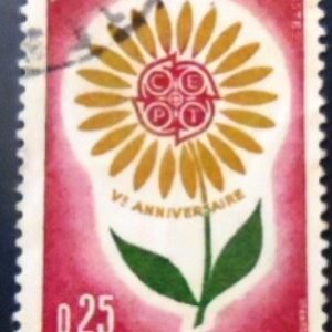 Selo postal da França de 1964 Flower 25 U