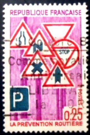 Selo postal da França de 1968 Road safety U