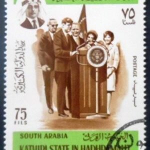 Selo postal de Kathiri de 1967 John Kennedy & John Glenn