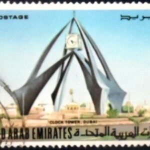 Selo postal dos Emirados Árabes Unidos de 1973 Clock Tower Dubai U
