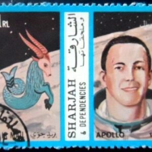 Selo postal de Sharjah de 1972 Capricorn and Apollo 13 NCC