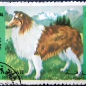 Selo postal de Sharjah de 1972 Rough Collie MCC A