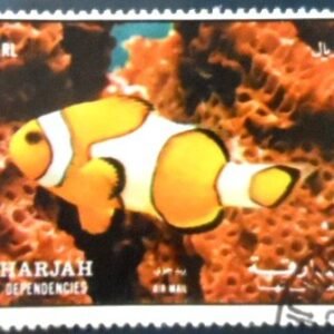 Selo postal de Sharjah de 1972 Ocellaris Clownfish NCC A