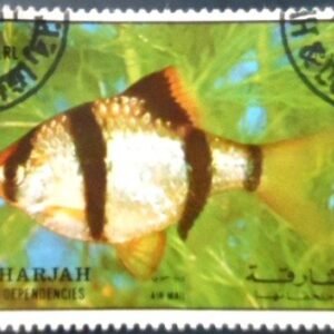 Selo postal de Sharjah de 1972 Tropical Fish NCC A