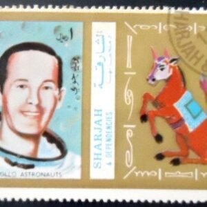 Selo postal do Sharjah de 1972 Apollo 17 astronaut MCC A