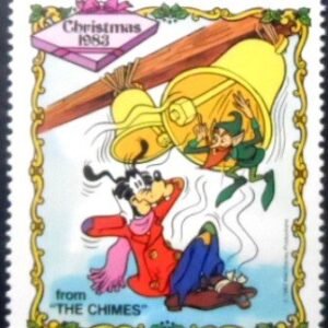 Selo postal de Anguilla de 1983 Goofy sees an Imp appearing from Bells M