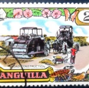 Selo postal de Anguilla de 1970 Road Construction NCC