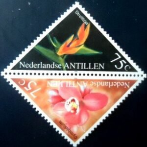 Se-tenant das Antilhas Holandesas de 19999 Cymbidium & Strelitzia M SET