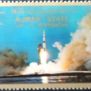 Selo de postal de Ajman de 1973 Launch of a rocket NCC A
