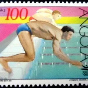 Selo postal da Angola de 1991 Natação M