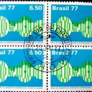 Quadra de selos postais do Brasil de 1977 Aeroporto Rio de Janeiro M1D