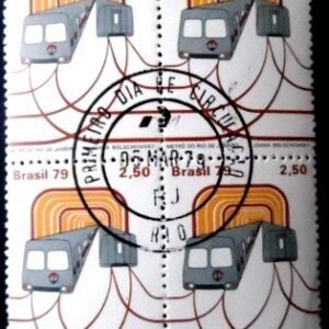 Quadra de selos postais do Brasil de 1979 Metrô Rio de Janeiro M1D QD
