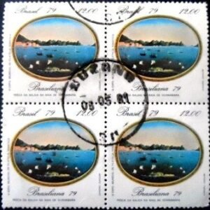 Quadra de selos postais do Brasil de 1979 Pesca na Bahia da Guanabara U QD
