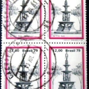 Quadra de selos postais do Brasil de 1979 Chafariz da Boa Vista U QD