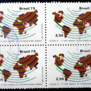 Quadra de selos postais do Brasil de 1979 TELECOM 79 U QD