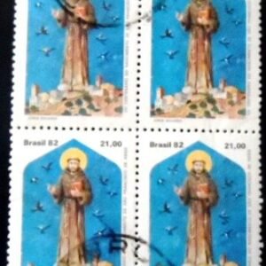 Quadra de selos postais do Brasil de 1982 São Francisco de Assis U QD