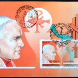 Máximo Postal nº 151 de 1991 Vista do Papa e Congresso Eucarístico
