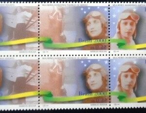 Par de se-tenant do Brasil de 2000 Mulheres Aviadoras M SET PR