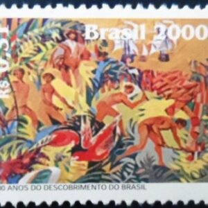 Selo postal do Brasil de 2000 Índios Trabalhando M