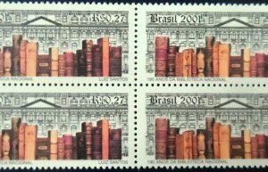 Quadra de selos postais do Brasil de 2001 Biblioteca Nacional M QD