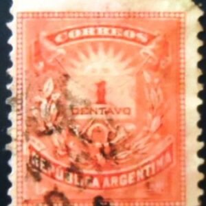 Selo postal da Argentina de 1884 Letter and Posthorn 1 U