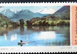 Selo postal da Argentina de 1977 Lake Fonck M