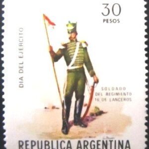 Selo postal da Argentina de 1977 Soldier of the Lancer Regiiment 16 M
