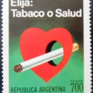 Selo postal da Argentina de 1980 Cigarette and Heart M
